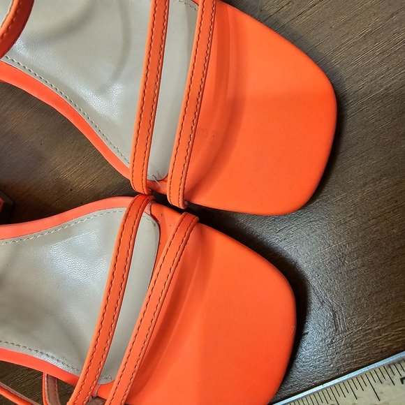 Neon Orange Ankle Strap heels size 7.5 - Picture 9 of 12